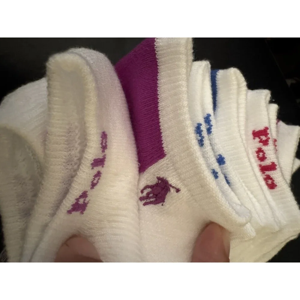 Polo Ralph Lauren Women 6-Pair Ankle Socks Cotton Blend Colorblock One Size